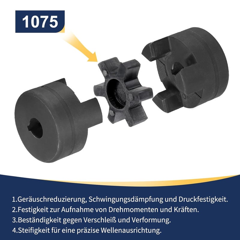 uxcell 3/4" to 1" L075 Flexible 3-Piece L-Jaw Coupling Coupler Set & Buna-N NBR Rubber Spider for Log Splitter Hybrid Equipment - Image 4